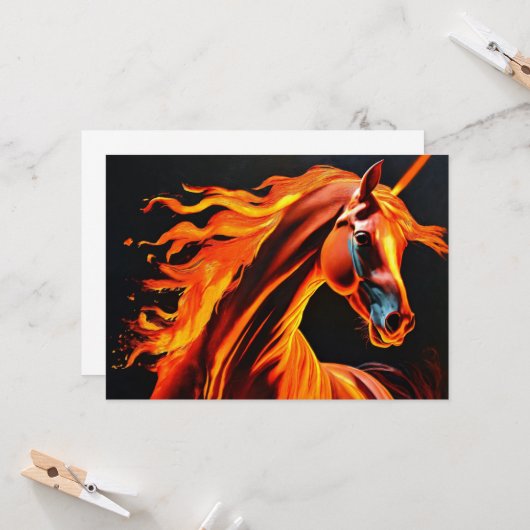 Invitation cheval de feu, cheval, animaux, flamme, feu (Devant/Arrière en situation)