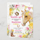 Invitation Cheval de fille à mâchoires à fleurs modifiable (Devant / Derrière)