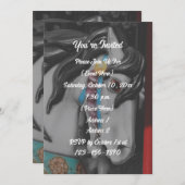 Invitation Cheval de manège ardent noir et blanc Party (Devant / Derrière)