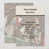 Invitation Cheval de manège enflammé Art au crayon Fête (Devant / Derrière)