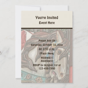 Invitation Cheval de manège enflammé crayon art fête