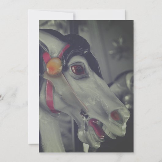 Invitation Cheval de manège noir et blanc Party (Dos)