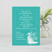 Invitation Cheval de mer blanc lightseagreen mariage douche n (Debout devant)