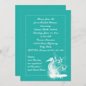 Invitation Cheval de mer blanc lightseagreen mariage douche n (Devant / Derrière)