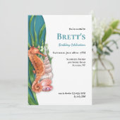 Invitation Cheval de mer et coquillages (Debout devant)