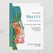 Invitation Cheval de mer et coquillages (Devant / Derrière)