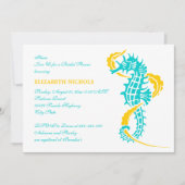 Invitation Cheval de mer turquoise, mariage jaune douche nupt (Devant)