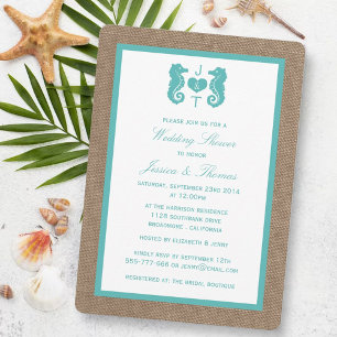 Invitation Cheval De Mer Turquoise Sur Burlap Beach Mariage D
