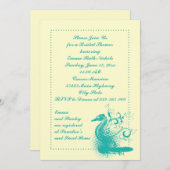 Invitation Cheval de mer vert clair mariage douche nuptiale (Devant / Derrière)