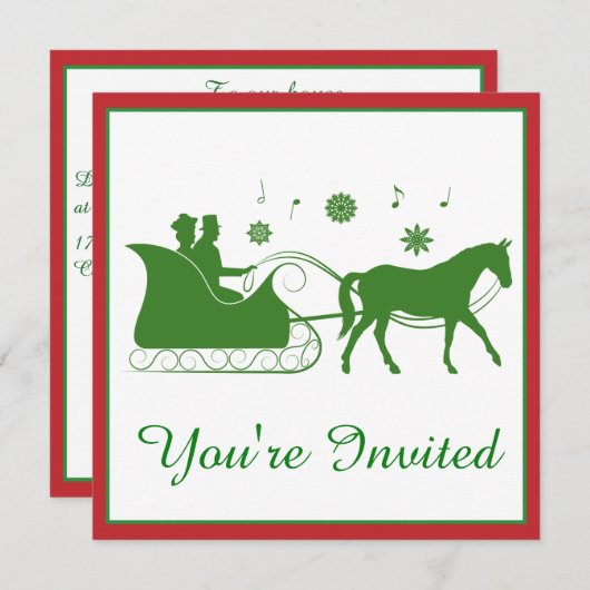 Invitation Cheval de mode de couture avec Snowflakes (Devant / Derrière)