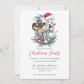 Invitation Cheval de Noël avec chapeau de Père Noël et bottes (Devant)