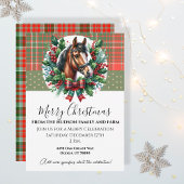 Invitation Cheval de Noël avec Plaid et Wreath