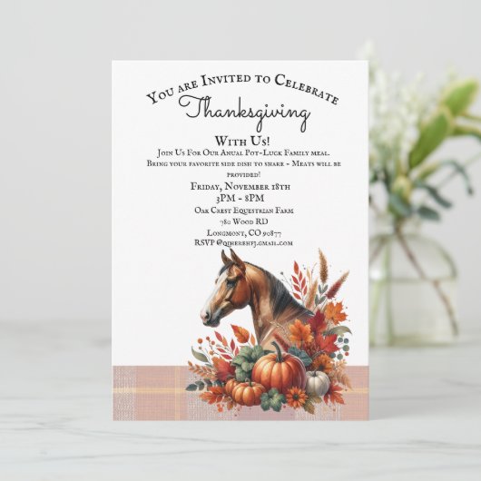 Invitation Cheval de Thanksgiving (Debout devant)