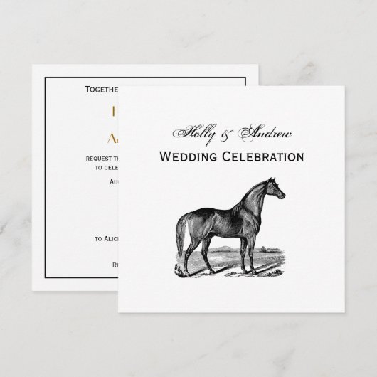 Invitation Cheval debout vintage (Devant / Derrière)