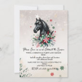 Invitation Cheval d'hiver de Noël aux fleurs (Devant)