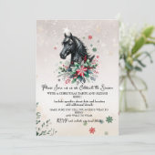 Invitation Cheval d'hiver de Noël aux fleurs (Debout devant)