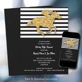 Invitation Cheval d'or Noir Blancs Anniversaire