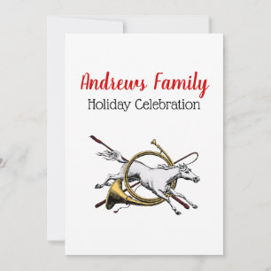 Invitation Cheval équestre de Noël Preppy Jumping Thru Horn C