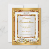 Invitation Cheval et chariot en or blanc de la Quinceanera (Devant)