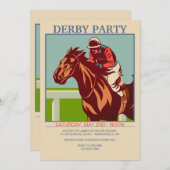 Invitation Cheval et Jockey Derby Party (Devant / Derrière)