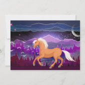 Invitation Cheval et Montagnes Violet et Bleu Anniversaire (Dos)