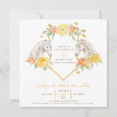 Invitation Cheval et rose aquarelle art carré mariage (Devant)