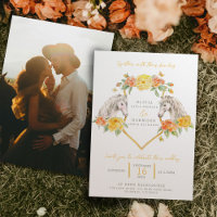 Cheval et rose aquarelle art mariage photo