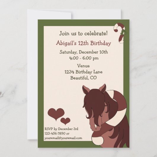 Invitation Cheval et Sucre de canne vacances Anniversaire Inv (Devant)