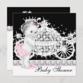 Invitation Cheval et transport Baby shower princesse rose (Devant / Derrière)