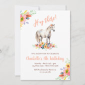 Invitation Cheval fête d'anniversaire Floral Pony rose (Devant)