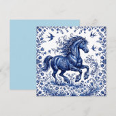 Invitation Cheval frison de style Delft Delftware dans un pré (Devant / Derrière)