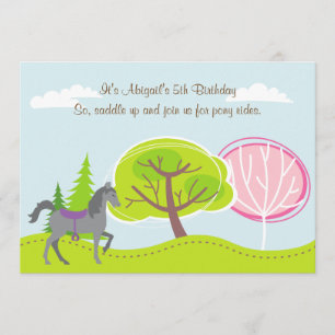 Invitation Cheval gris mignon personnalisé - Promenades à l'A