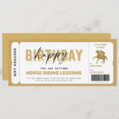 Invitation Cheval Leçons d'équitation Gold Billet cadeau (Devant / Derrière)