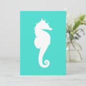 Invitation Cheval marin blanc sur turquoise (Debout devant)