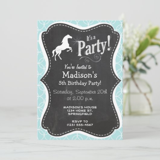 Invitation Cheval mignon ; Cercles Bleus Bébé (Debout devant)