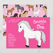 Invitation Cheval mignon Enfants 1er Anniversaire Fête Fille  (Devant / Derrière)