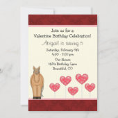 Invitation Cheval mignon et Coeurs Saint Valentin Anniversair (Devant)