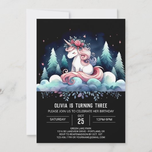 Invitation Cheval minimaliste doux Anniversaire (Devant)