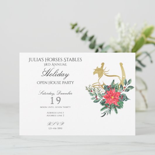 Invitation Cheval moderne Noël Open House Fête (Debout devant)