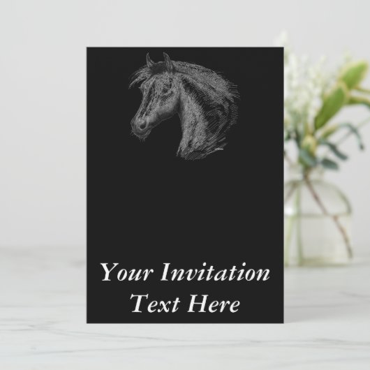 Invitation Cheval : Noir (Debout devant)