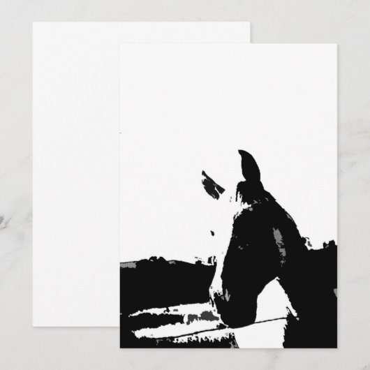 Invitation Cheval noir et blanc (Devant / Derrière)