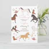 Invitation Cheval Pony Saddle Up Cowgirl Girl Anniversaire (Debout devant)