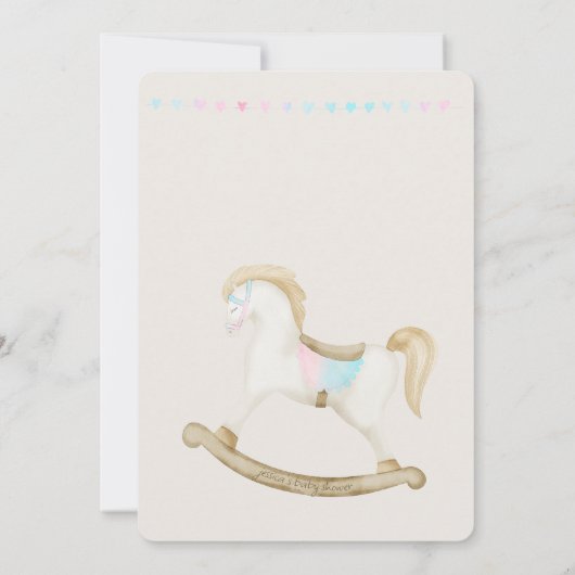 Invitation Cheval Rocher bleu rose Baby shower neutre pour le (Dos)