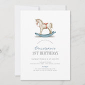 Invitation Cheval Rocheux Blue Boy 1er anniversaire (Devant)