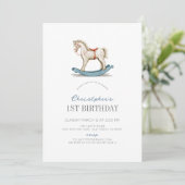 Invitation Cheval Rocheux Blue Boy 1er anniversaire (Debout devant)