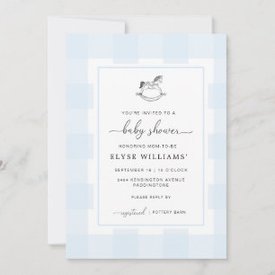 Invitation Cheval Rocheux Blue En vichy Baby shower Invitatio
