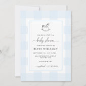 Invitation Cheval Rocheux Blue En vichy Baby shower Invitatio (Devant)