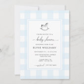 Invitation Cheval Rocheux Blue En vichy Baby shower Invitatio (Devant)