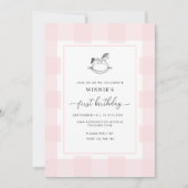 Invitation Cheval Rocheux rose En vichy 1er anniversaire Invi (Devant)