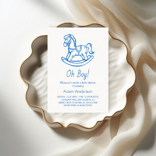 Invitation Cheval Rocking Oh Baby shower garçon   Élégant et 